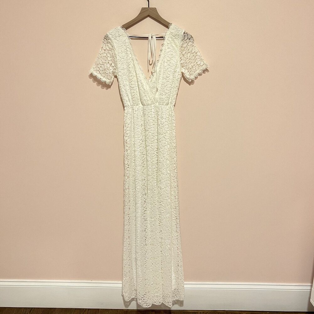 NWT Baltic Born Venice White Lace V Neck Romantic Maxi Dress Size XS - Picture 9 of 11